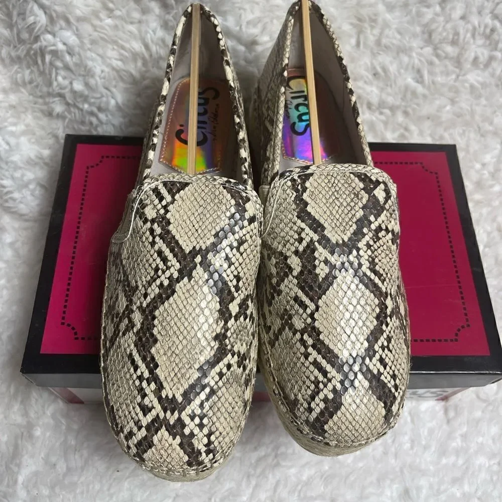 Circus by Sam Edelman Cora snake skin print beige & brown synthetic leather SZ10